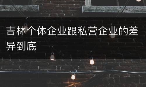 吉林个体企业跟私营企业的差异到底