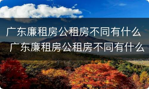 广东廉租房公租房不同有什么 广东廉租房公租房不同有什么区别