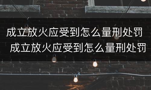 成立放火应受到怎么量刑处罚 成立放火应受到怎么量刑处罚呢