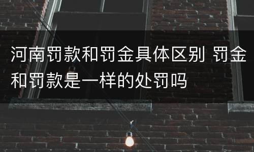 河南罚款和罚金具体区别 罚金和罚款是一样的处罚吗