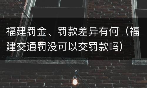 福建罚金、罚款差异有何（福建交通罚没可以交罚款吗）