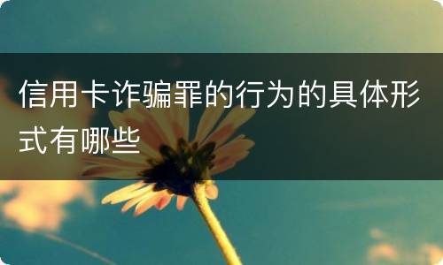 信用卡诈骗罪的行为的具体形式有哪些