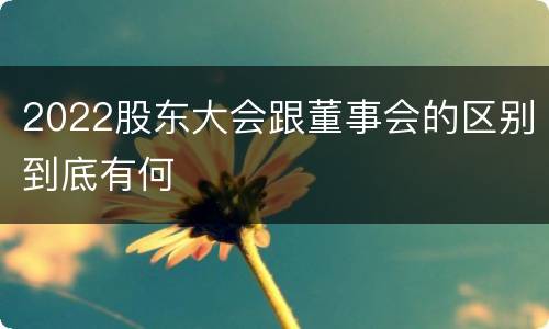 2022股东大会跟董事会的区别到底有何
