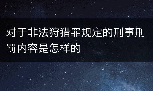 对于非法狩猎罪规定的刑事刑罚内容是怎样的