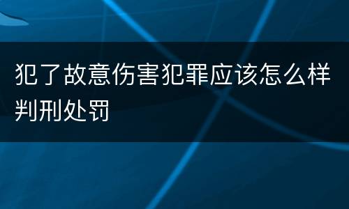 犯了故意伤害犯罪应该怎么样判刑处罚