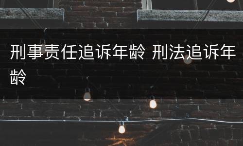 刑事责任追诉年龄 刑法追诉年龄