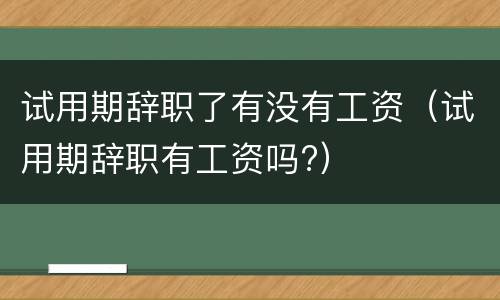 试用期辞职了有没有工资（试用期辞职有工资吗?）