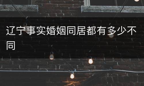 辽宁事实婚姻同居都有多少不同