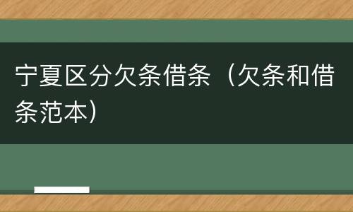 宁夏区分欠条借条(欠条和借条范本)