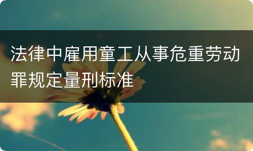 法律中雇用童工从事危重劳动罪规定量刑标准