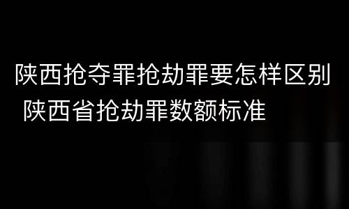 陕西抢夺罪抢劫罪要怎样区别 陕西省抢劫罪数额标准