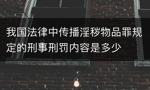 我国法律中传播淫秽物品罪规定的刑事刑罚内容是多少