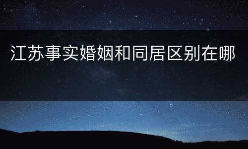 江苏事实婚姻和同居区别在哪
