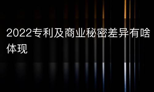 2022专利及商业秘密差异有啥体现
