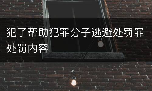 犯了帮助犯罪分子逃避处罚罪处罚内容