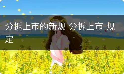 分拆上市的新规 分拆上市 规定