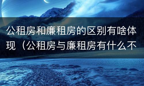 公租房和廉租房的区别有啥体现（公租房与廉租房有什么不同）