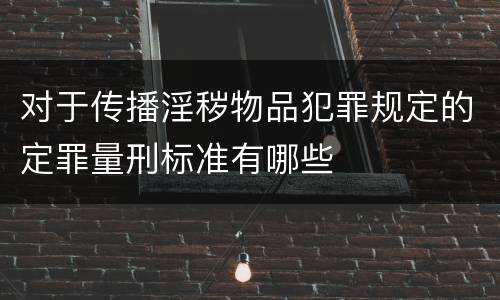 对于传播淫秽物品犯罪规定的定罪量刑标准有哪些