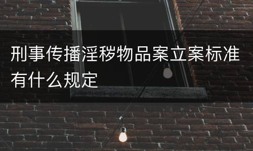 刑事传播淫秽物品案立案标准有什么规定