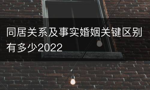 同居关系及事实婚姻关键区别有多少2022