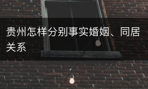 贵州怎样分别事实婚姻、同居关系