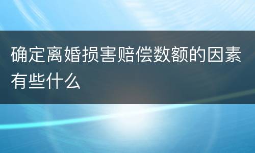 确定离婚损害赔偿数额的因素有些什么
