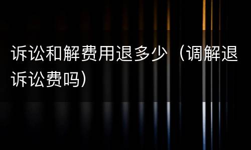 诉讼和解费用退多少（调解退诉讼费吗）
