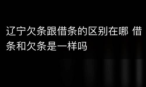 辽宁欠条跟借条的区别在哪 借条和欠条是一样吗