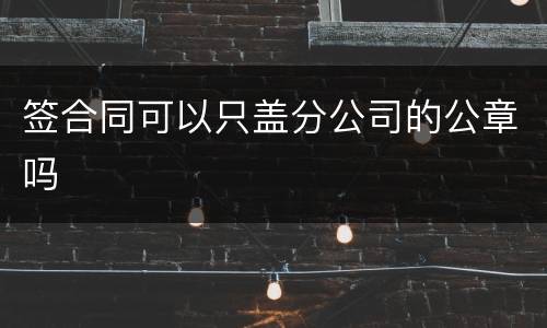 签合同可以只盖分公司的公章吗