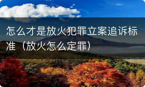 怎么才是放火犯罪立案追诉标准（放火怎么定罪）
