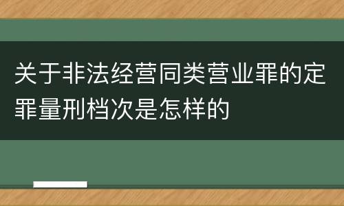 关于非法经营同类营业罪的定罪量刑档次是怎样的