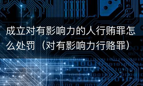 成立对有影响力的人行贿罪怎么处罚（对有影响力行赂罪）