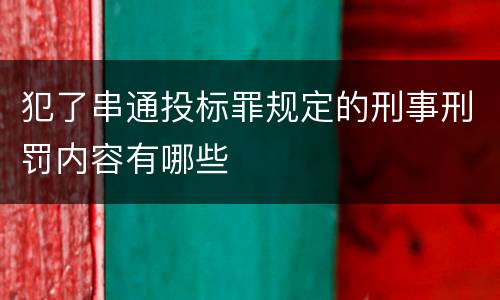 犯了串通投标罪规定的刑事刑罚内容有哪些