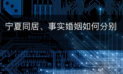 宁夏同居、事实婚姻如何分别