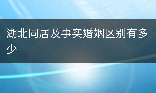 湖北同居及事实婚姻区别有多少