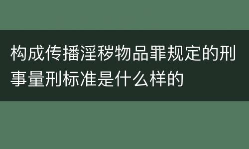 构成传播淫秽物品罪规定的刑事量刑标准是什么样的