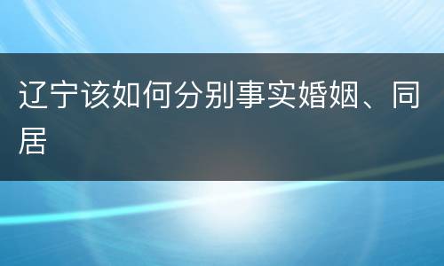 辽宁该如何分别事实婚姻、同居