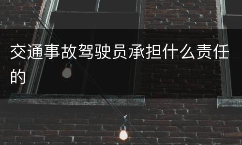 交通事故驾驶员承担什么责任的