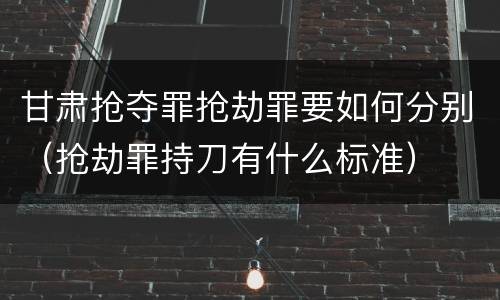 甘肃抢夺罪抢劫罪要如何分别（抢劫罪持刀有什么标准）