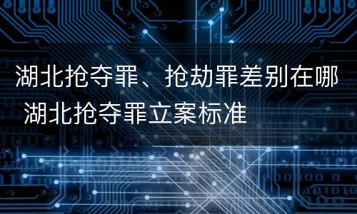 湖北抢夺罪、抢劫罪差别在哪 湖北抢夺罪立案标准