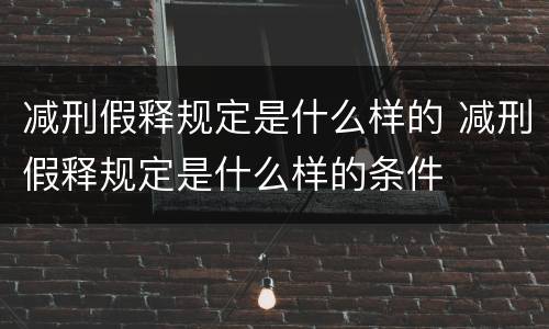 减刑假释规定是什么样的 减刑假释规定是什么样的条件