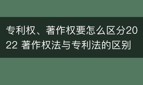 专利权、著作权要怎么区分2022 著作权法与专利法的区别