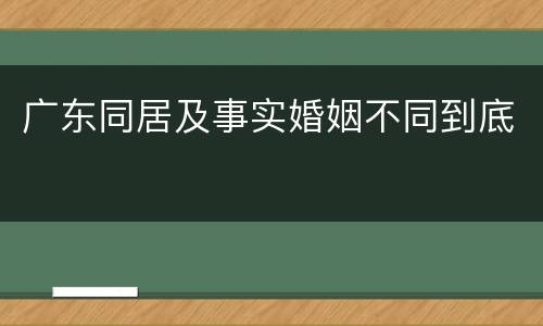 广东同居及事实婚姻不同到底