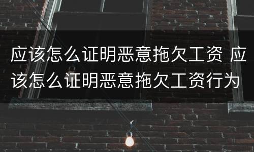 应该怎么证明恶意拖欠工资 应该怎么证明恶意拖欠工资行为