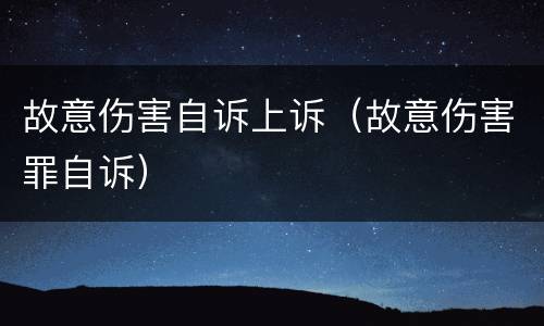故意伤害自诉上诉（故意伤害罪自诉）