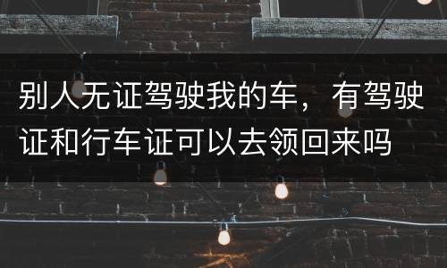 别人无证驾驶我的车，有驾驶证和行车证可以去领回来吗