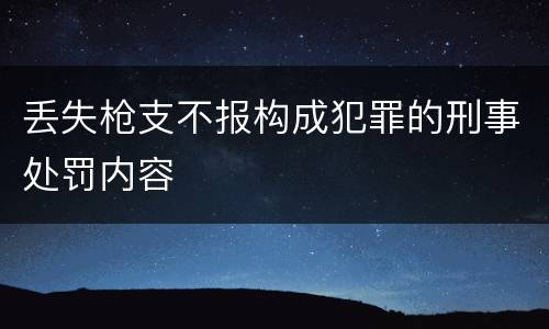 丢失枪支不报构成犯罪的刑事处罚内容