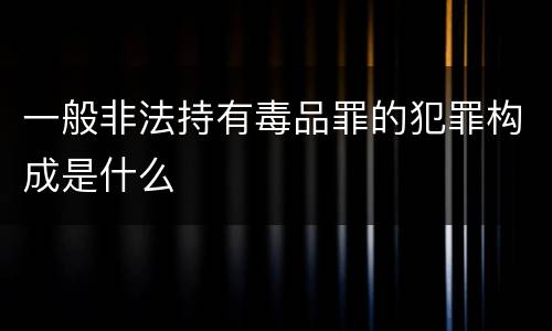 一般非法持有毒品罪的犯罪构成是什么