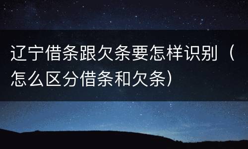 辽宁借条跟欠条要怎样识别（怎么区分借条和欠条）
