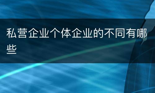 私营企业个体企业的不同有哪些